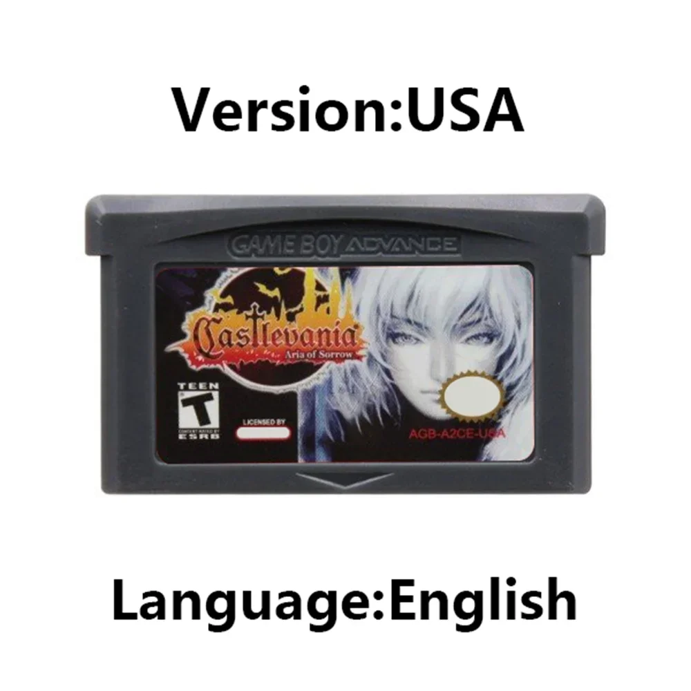 Cartucho de videogame série USAEUR, cartão de memória para console de jogos de 32 bits, Asia of Sorrow Dissonance para GBASP NDSL Castlevania GBA Game