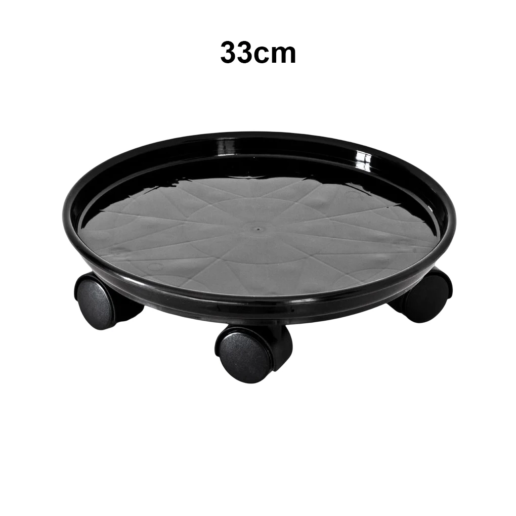 Flowerpot Plate with Wheel Flower Pot Draining Round Dish Pottery Plantdish Tray Home Indoor Balcony Garden 33cm