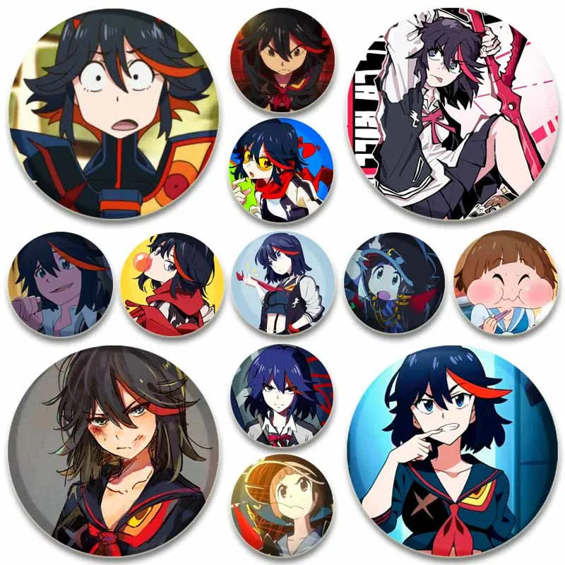 Anime KILL La KILL Button Pins Matoi Ryuuko Cartoon Badge Round DIY Creative Brooches for Backpack Jewelry Accessories Gifts