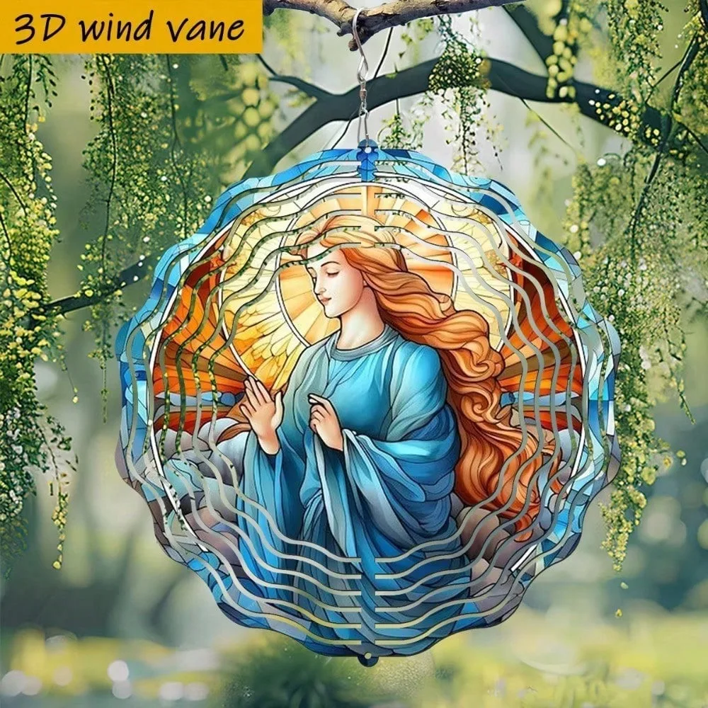 CIFBUY Wind Chimes Iron Stained Glass Elegant Lady Rotatable Art Craft Vivid Ornament for Bedroom Living Room Wall Hanging Decor