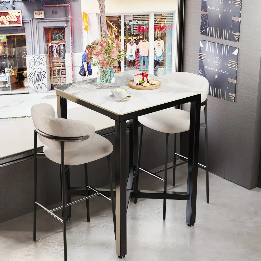 

Square Bar Table White 41.4-inch-high Square Rock Resistance Abrasion Resistant Stable Sintered Stone Desktop Dining Room Office