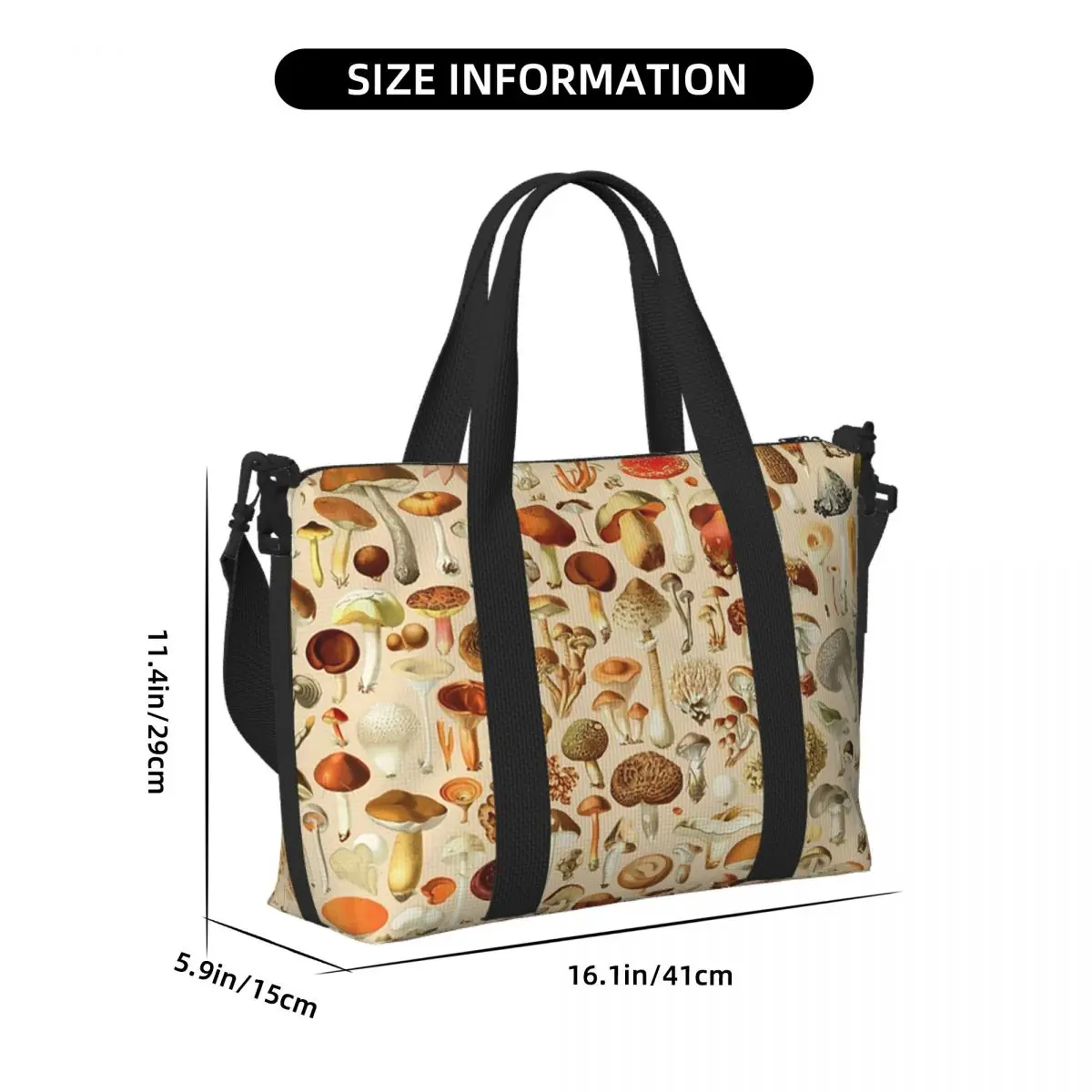 مجموعة تصاميم الفطر خمر حقيبة سفر الشاطئ سعة كبيرة حمل الحقائب لصالة الألعاب الرياضية اليوغا المرأة التسوق حقيبة كتف واق من المطر #3