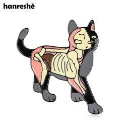 Hanreshe Biology Cat Anatomy Enamel Brooch Medical Veterinary Animal Pin Backpack Lapel Badge for Doctor Nurse