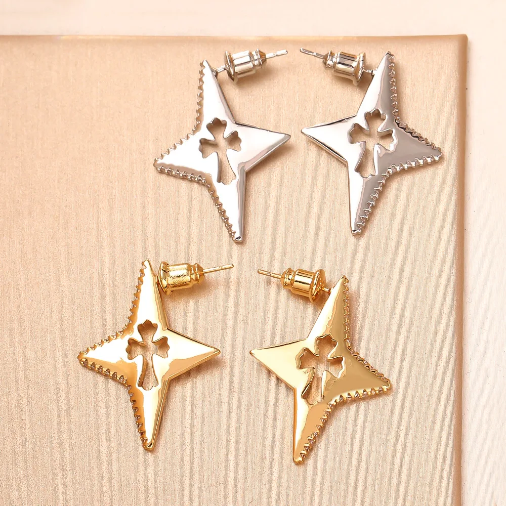 

Fashionable and exquisite zircon cross earrings, personalized hollow earrings, niche design, sweet and cool style earrings