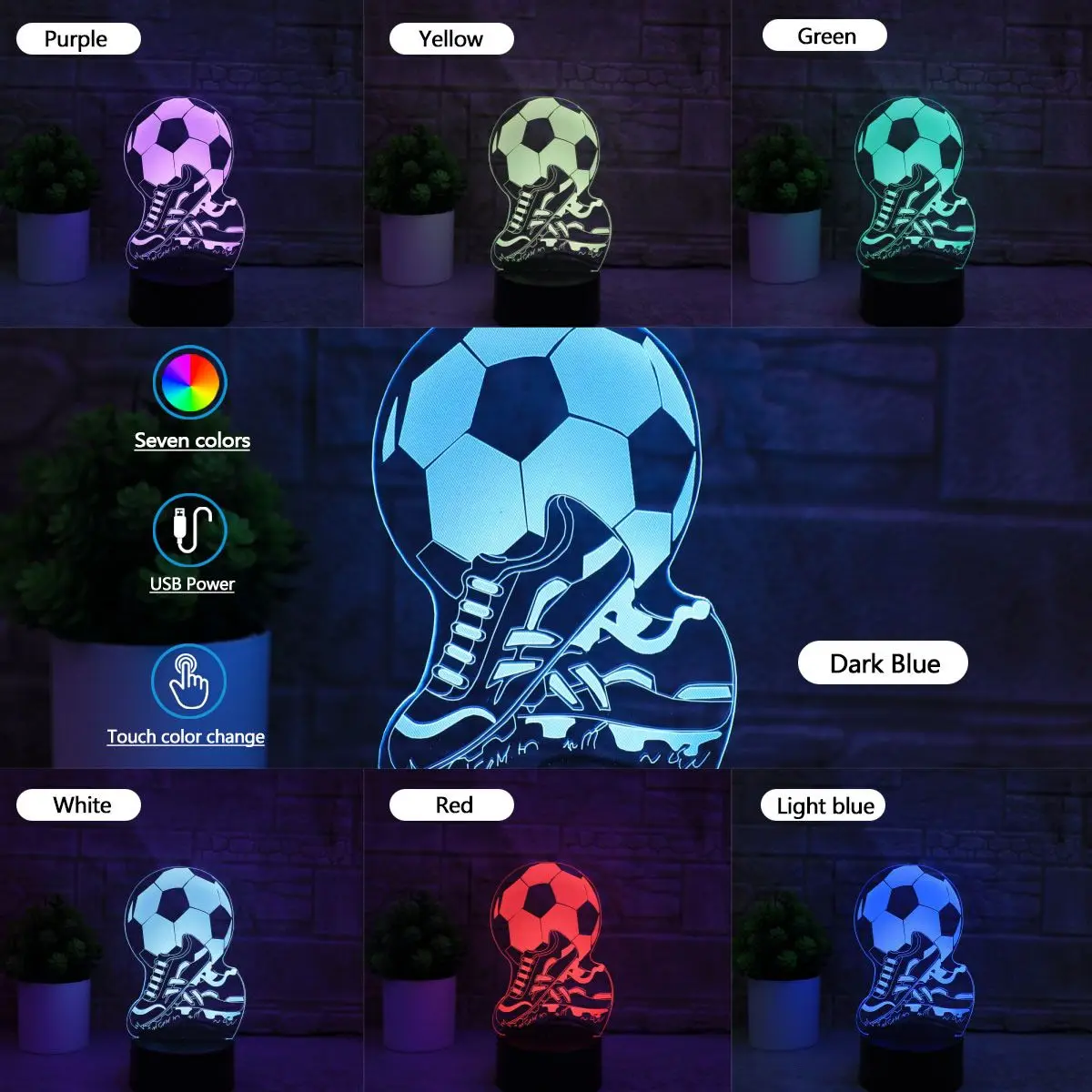 1PC Creative 3D Night Light Football Shoes Football Equipment Styling Touch Colorful Light Gift for Football Fans