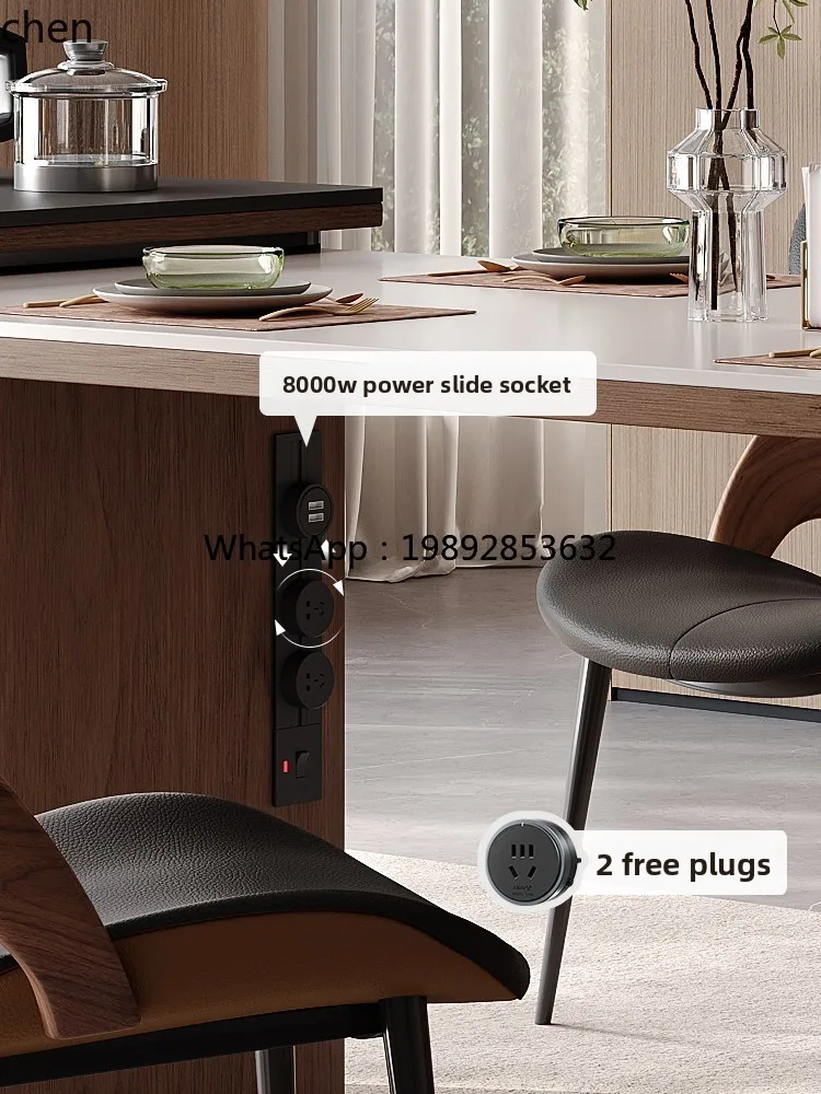 

retractable household small apartment high-end restaurant retro solid wood dining table and chair combination home accessories