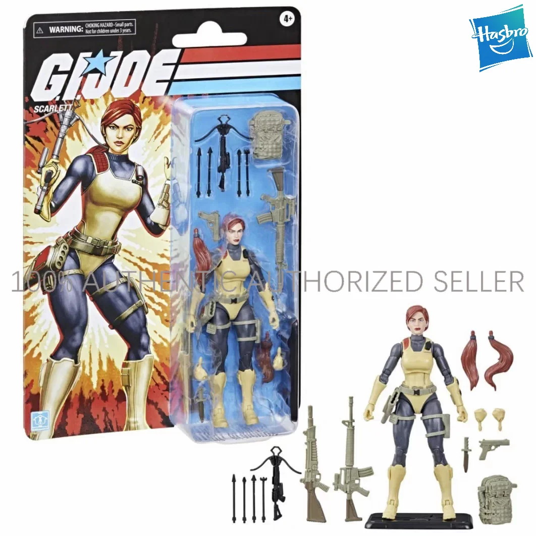 100%Original Hasbro GI Joe Classfied Series Retro Cardback Scarlett Action Figure Collection Toys Ornaments Redhead