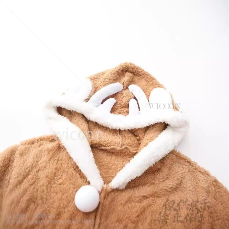 2024 عيد الميلاد كوميك كون لطيف الرنة الأيائل مخصص الحيوان فضفاض الدافئة المرجان منامة فستان الوالدين والطفل ماكياج وتتسابق لوليتا