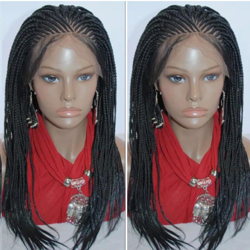 Box Braided Wigs Cornrow Braid Wig New Synthetic Lace Frontal Wigs for Black Women Knotless Braids Party Wig Baby Hair Daily Use