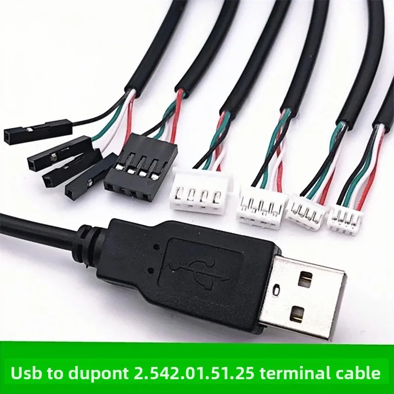 1Pcs USB Male Terminal Data Line To Dupont Head JST 1.25/ZH1.5/PH2.0/XH2.54-4Pin Dupont Adapter Extension Cord Touch Screen Cord