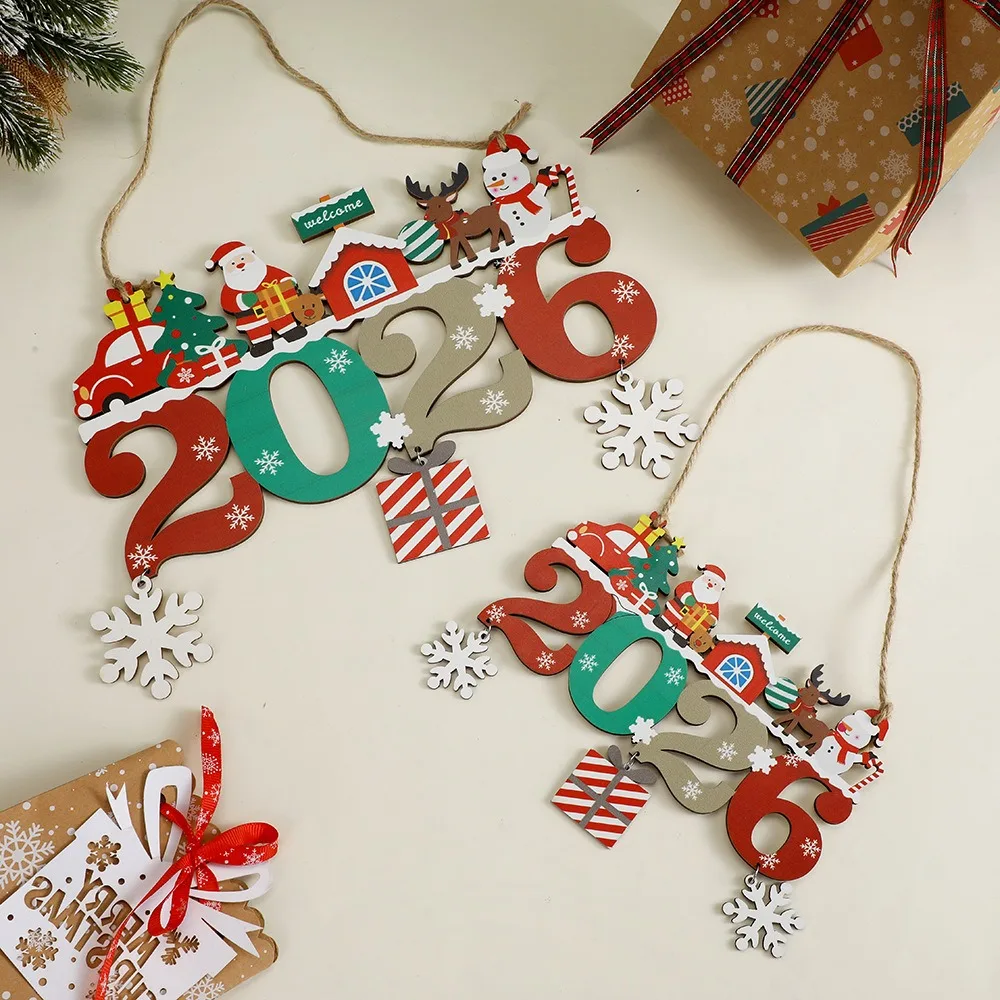 Christmas Creative Wooden Handicrafts DIY Xmas Tree Santa Claus Snowman Reindeer Desktop Ornament Merry Christmas Happy New Year