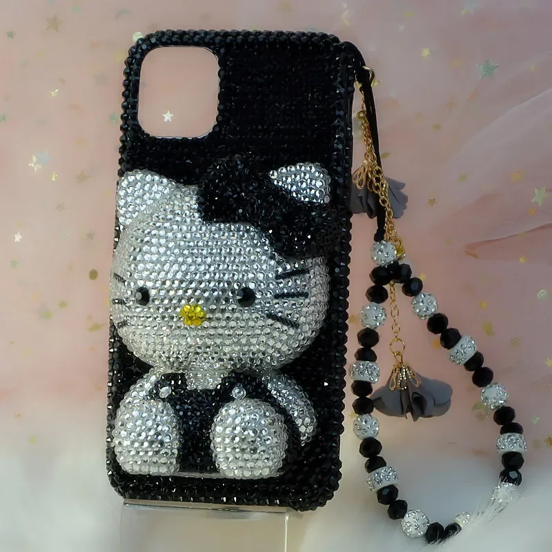 

Sanrio Jewelled Original Hello Kitty Y2K Rhinestone Mobile Phone Shell for iPhone 15 Pro Max 14 plus 13 Mini 12 11