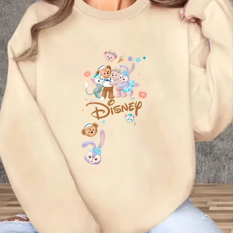 Disney Duffy Family Cute Hug Warm Round Neck Hoodies for Men and Women Autumn/Winter Popular Casual Fashion Street Wear