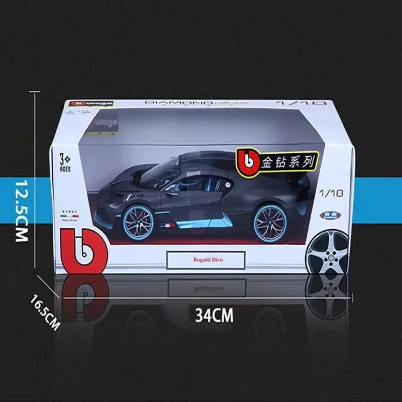 W magazynie Bburago 1:18 Bugatti Sports Alloy Miniature Diecast Model Bugatti Chiron Bugatti Divo Zabawkowy model samochodu Świąteczny prezent dla dzieci