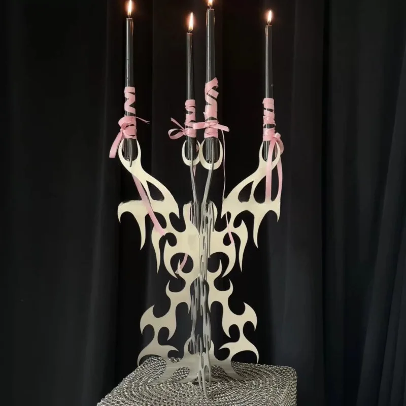 Dark Acid Bramble Metal Stainless Steel Candlestick Creative Niche Gothic Heavy Industry Home Ornament