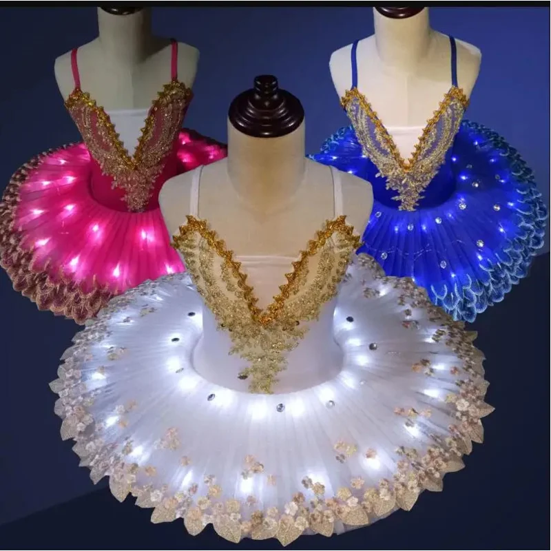 New Professional Led Light Swan Lake Ballet Tutu Costume Girls Ballerina Dress Kids Ballet Dress Dancewear Stage Party Costume