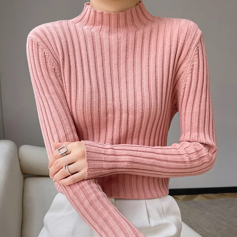 

2022 Winter Women Kintted Sweater Long Sleeve Warm Sweaters And Pullover Women Casual Slim 100% Cotton Sweater Tops Femme