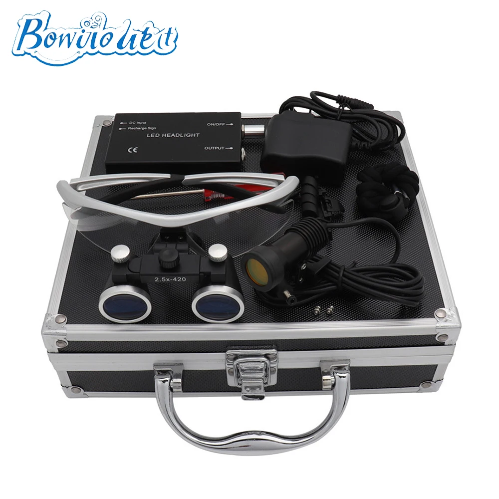 

Dental Loupes 2.5/3.5x Magnifier for Lab Medical Use with Integrated 5W Headlight Separately Adjustable Binocular Magnifier