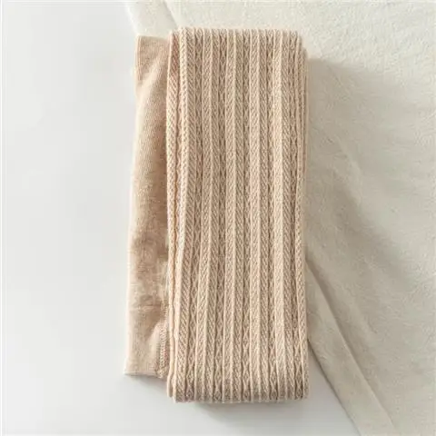 เลกกิ้งฟิตเนสผู้หญิง ผ้าฟลีซกันหนาว ผ้าขนสัตว์เทียม สไตล์ลำลอง ยกสะโพก มีลายทาง ทรงบาน กระชับสัดส่วน ดีไซน์หรูหรา