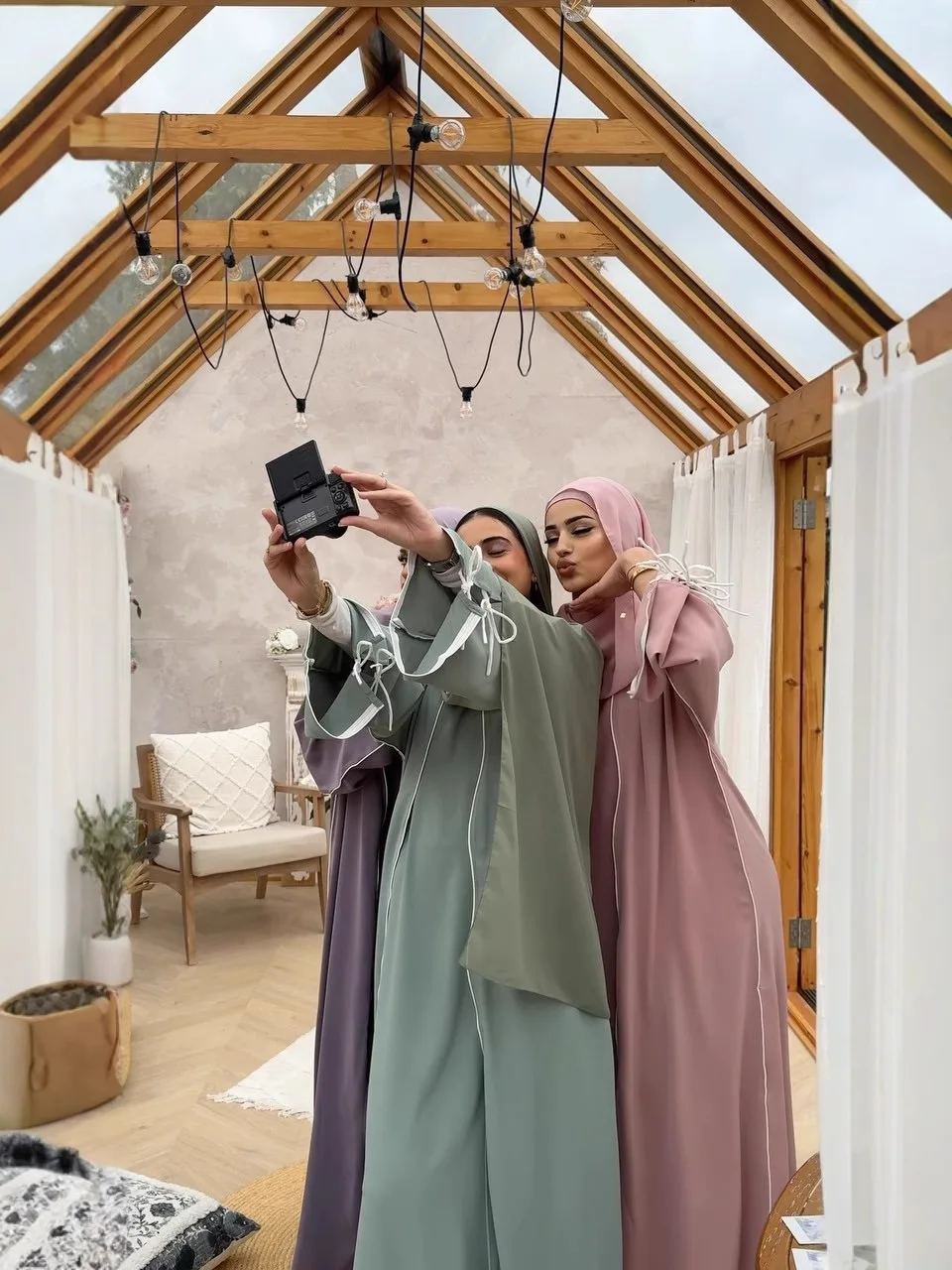 

Женские мусульманские комплекты с бантом, кимоно, кардиган, длинное платье, одинаковый костюм, кафтан Ид Kebaya, марокканский женский халат, ислам, Джалабия, Дубай, Абая