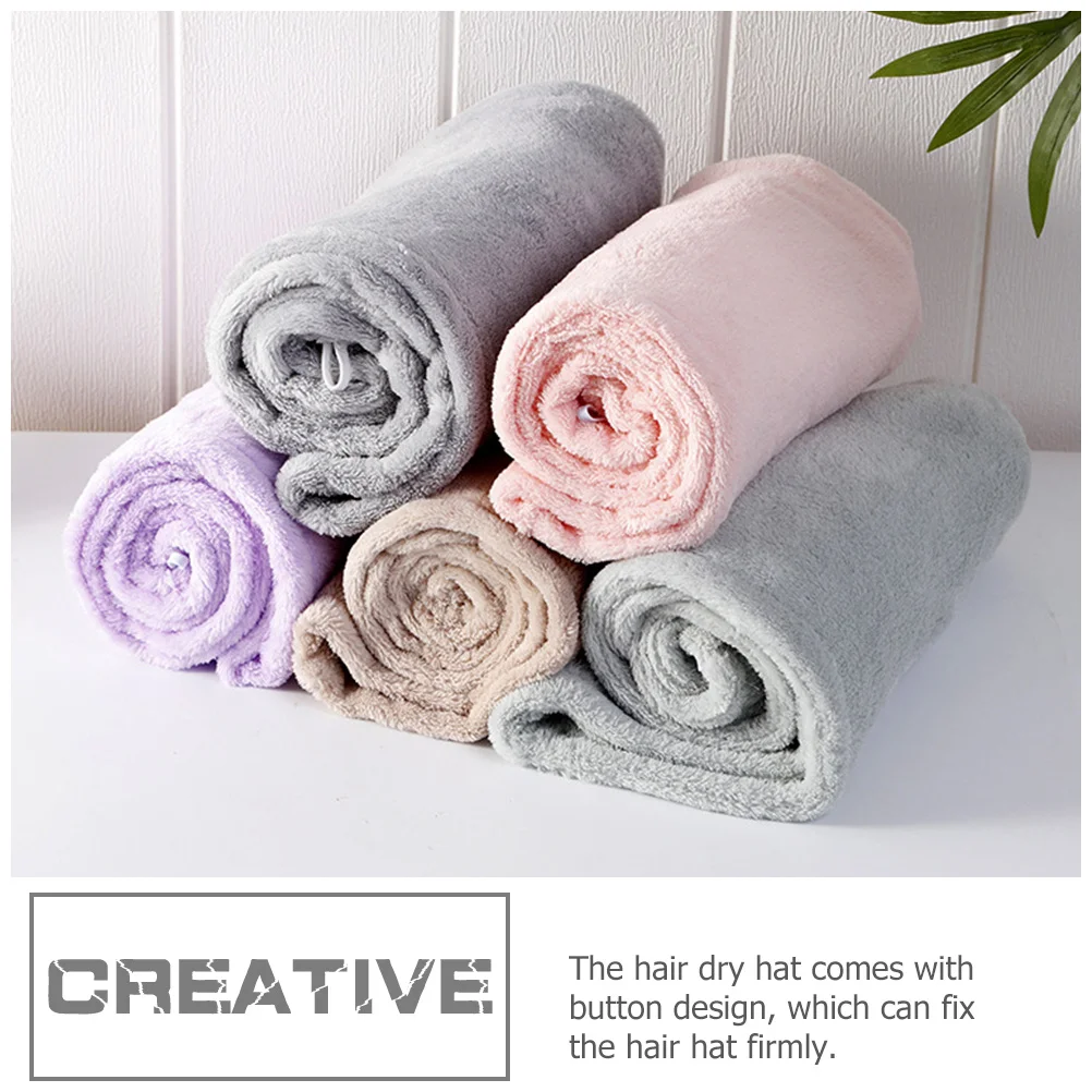 2 قطعة التفاف الشعر العملي زر تصميم منشفة التجفيف السريع للشعر الرطب المرجان الصوف غطاء الاستحمام رئيس التفاف منشفة