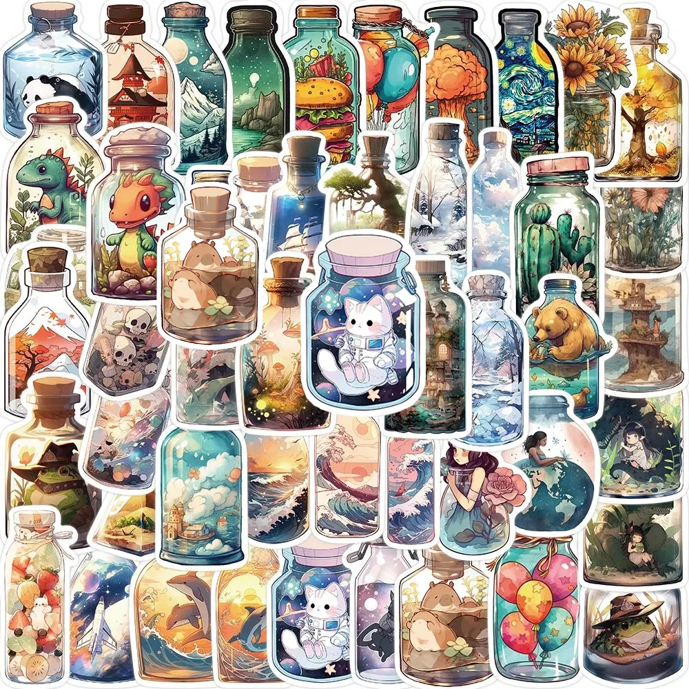 10/30/50/100PCS Cute INS Style Bottle World Animal Cartoon Stickers Aesthetic Notebook Phone Laptop Diary Album Sticker Kids Toy