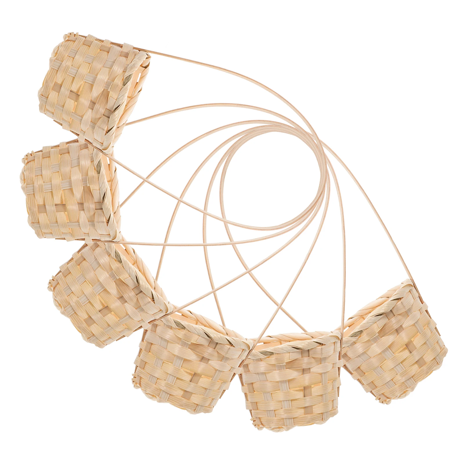 

6 Pcs Mini Woven Baskets Small Baskets With Handles 8x6cm Portable Rustic Basket For Home Decor Gifts Storage Organizer