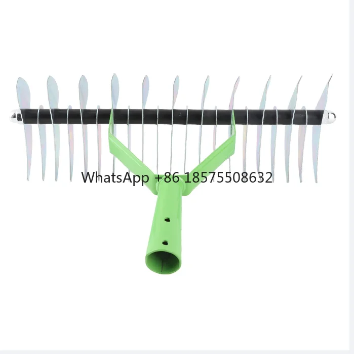 Thatch Rake Stainless Steel Curved Tip Teeth Lawn Rake for Leaves Garden Supplies