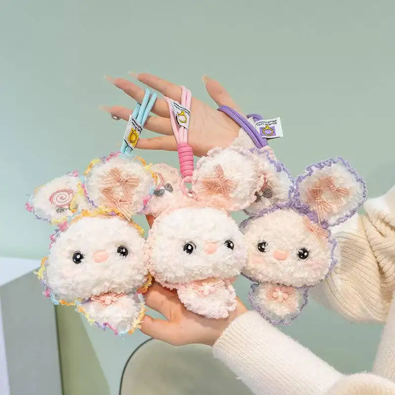 Porte-clés pendentif lapin coloré, jouet en peluche Kawaii, poupée de dessin animé, cadeau mignon pour petite amie de noël, dernière collection