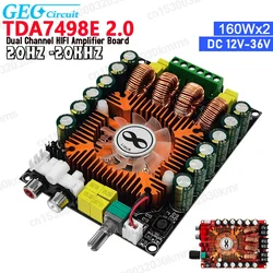 TDA7498E 2.0 Dual Channel HIFI Stereo Module 160Wx2 High Power Digital Power Amplifier Board Support BTL 220W With Cooling Fan