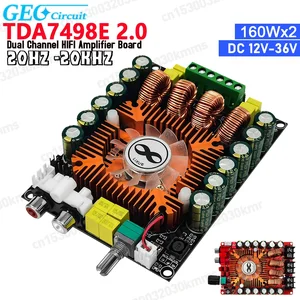 TDA7498E Module stéréo HIFI 2.0 double canal 160Wx2 Carte amplificateur numérique haute puissance supporte BTL 220W avec ventilateur de refroidissement 10 meilleures ventes TDA7498 - No 4