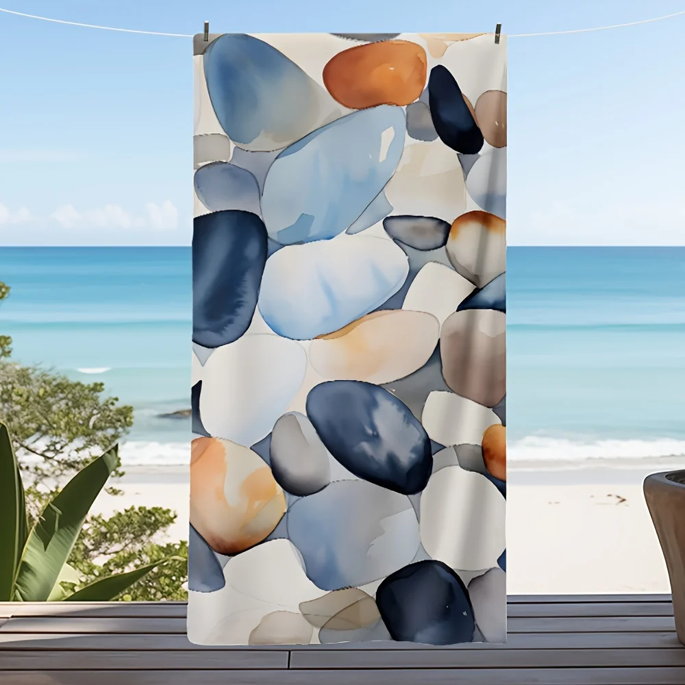 

Легкое роскошное пляжное полотенце из ультрамягкой микрофибры — очень большое, легкое и быстросохнущее, с акварельным дизайном River Stones