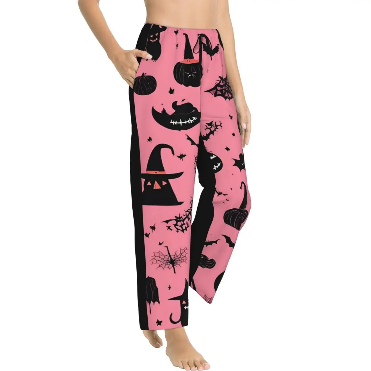 Halloween Gothcore Lady's Loungewear pants Comfy Witch Mystical Pink Pyjama Pants Home Pajama Bottoms