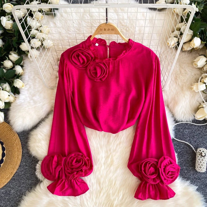 

Tops Women Top Round Neck Full Sleeve Floral Y2k Streetwear Solid Tees Elegant Splice Casual Regular Work Slim Fit 2026 Spring