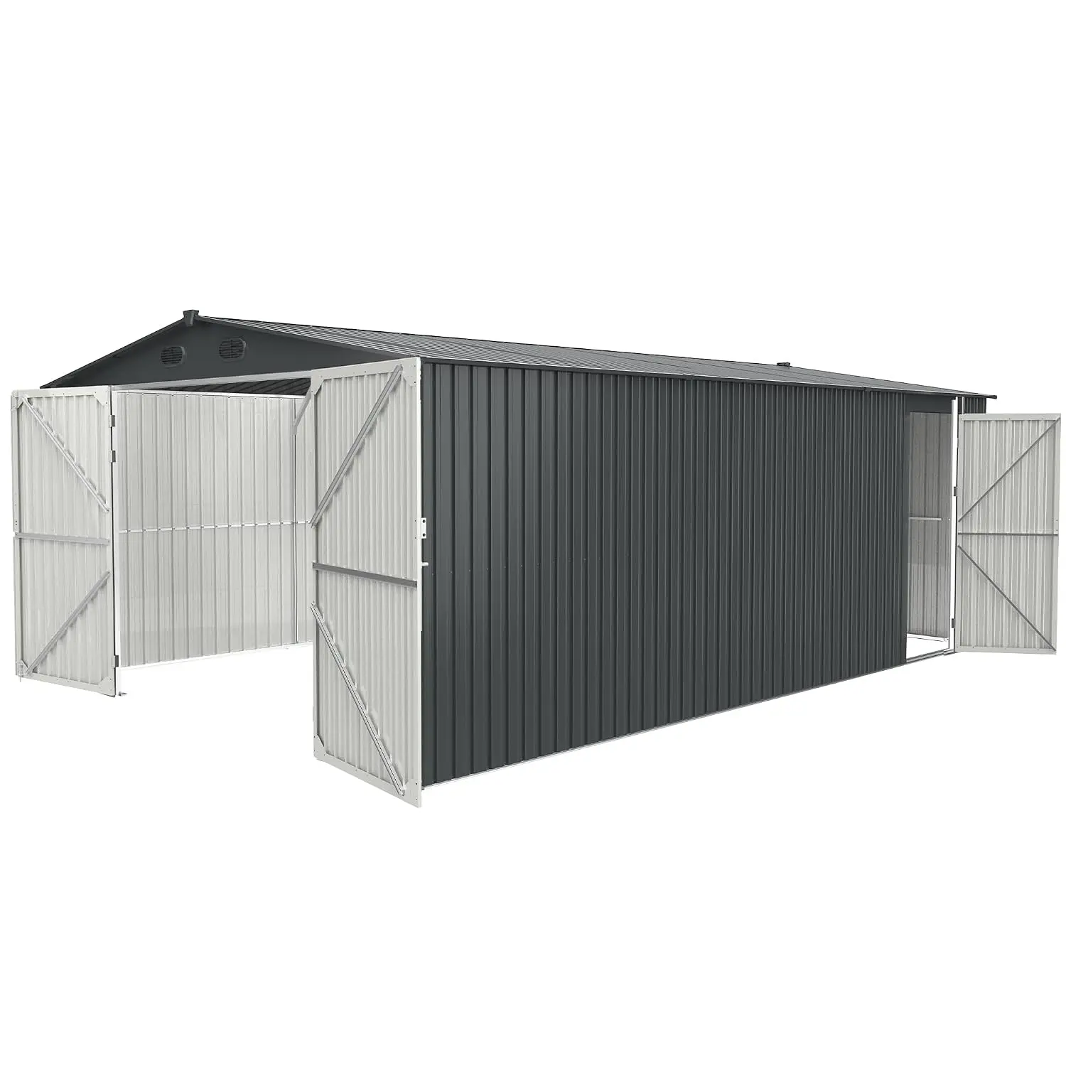 20x13FT Metal Storage Shed with 2 Doors & 4 Vents for Backyard Car Truck Bike Tool Lawnmower, Customized