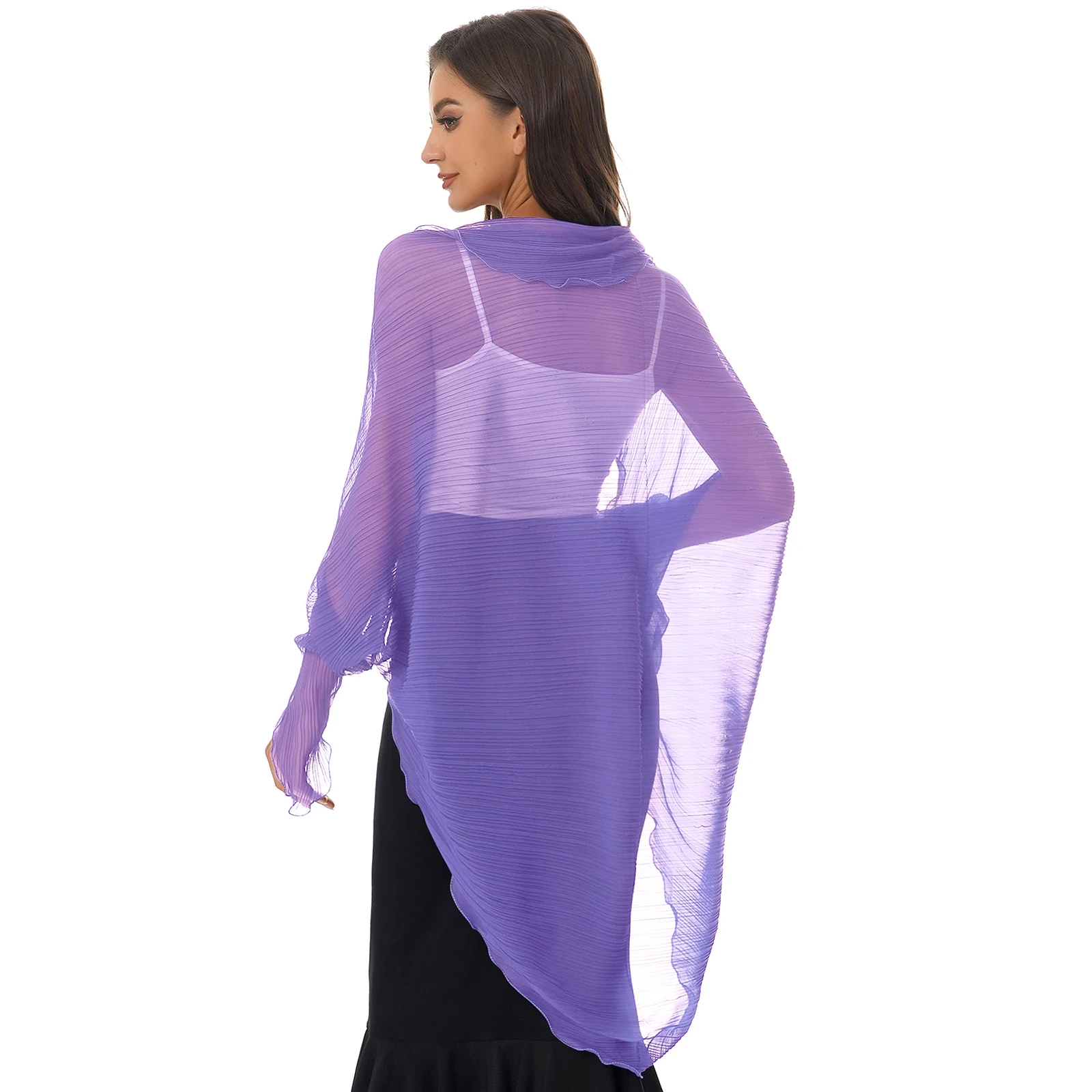 Cardigan à Manches sulfen Mousseline de Soie pour Femme, Vêtement de Protection Solaire, Plissé, Ouvert sur le Devant, Style Décontracté