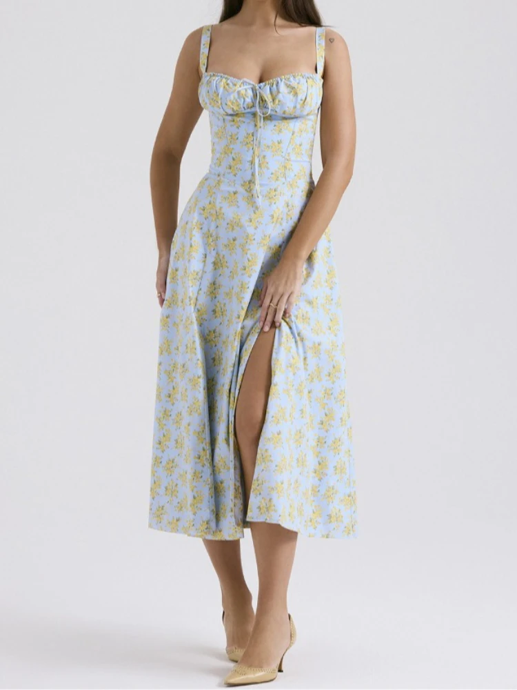 

New Summer Popular Commuting Style Solid Color Fashion Women's Strap Skirt Vintage Dress Women Clothing Beach Dress Sexy Dress