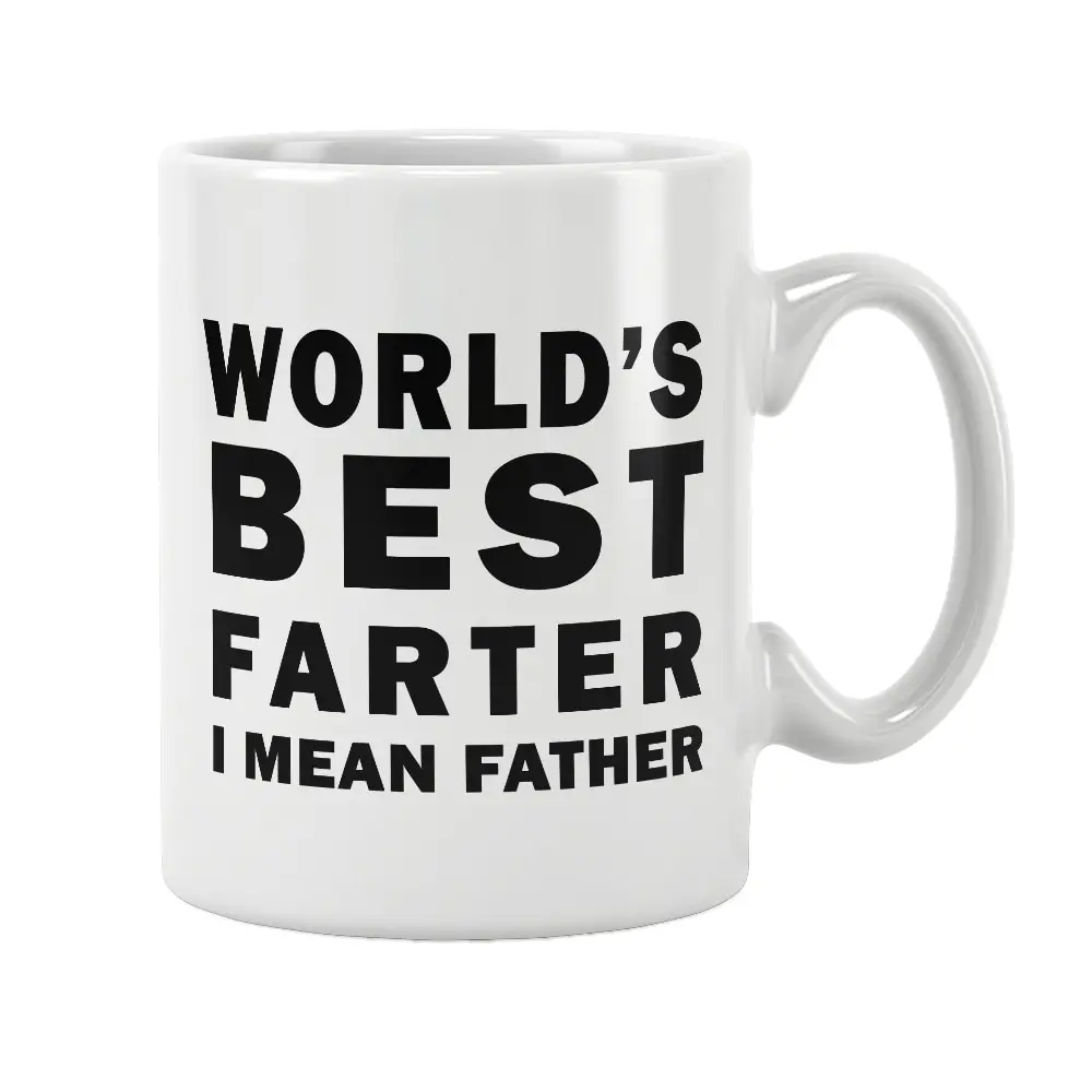 World's Best Farter, I Mean Father Printed Mug Coffee Cup White Ceramic Cute Funny Fathers Day Birthday Gifts