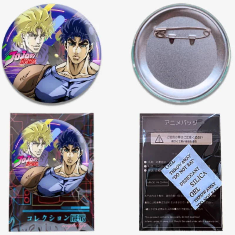 Kujō Jōtarō Joseph Joestar Kakyoin Tenmei 58mm Anime Metal Brooches Figure Badge Creative Pin Clothing Collar Anime Peripherals