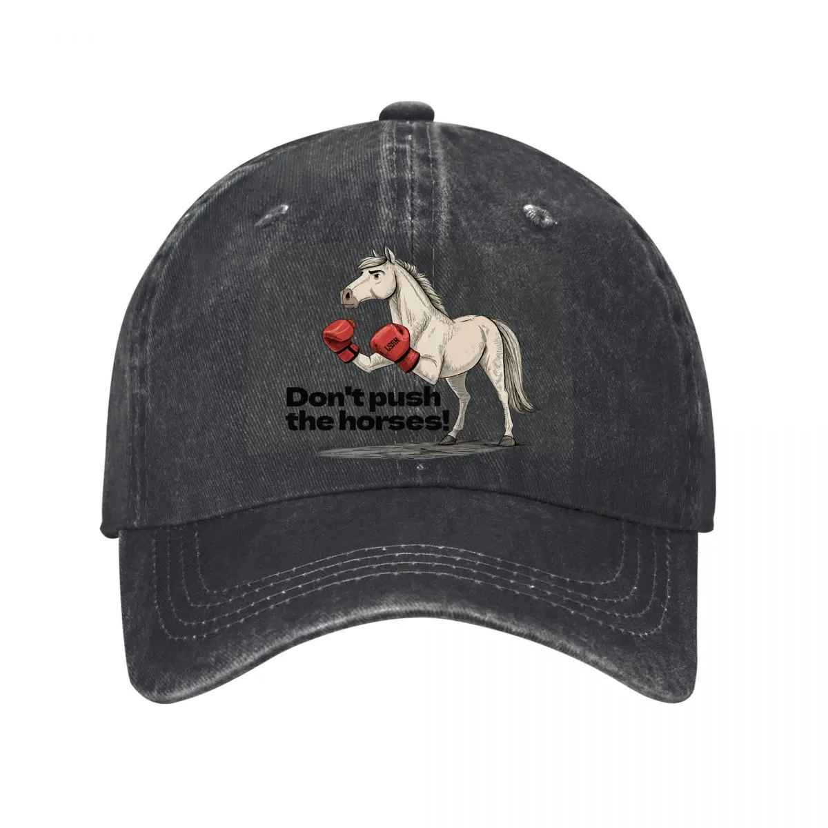 Dont Push The Horses Boxing Horse Graphic New Vintage Washed Cotton Baseball Cap Sun Hats