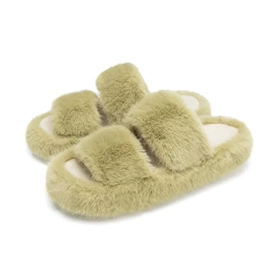 

Женские тапочки Chantomoo с эффектом памяти, пушистые, удобные, из искусственного меха, для дома, с двумя ремешками, подарочные