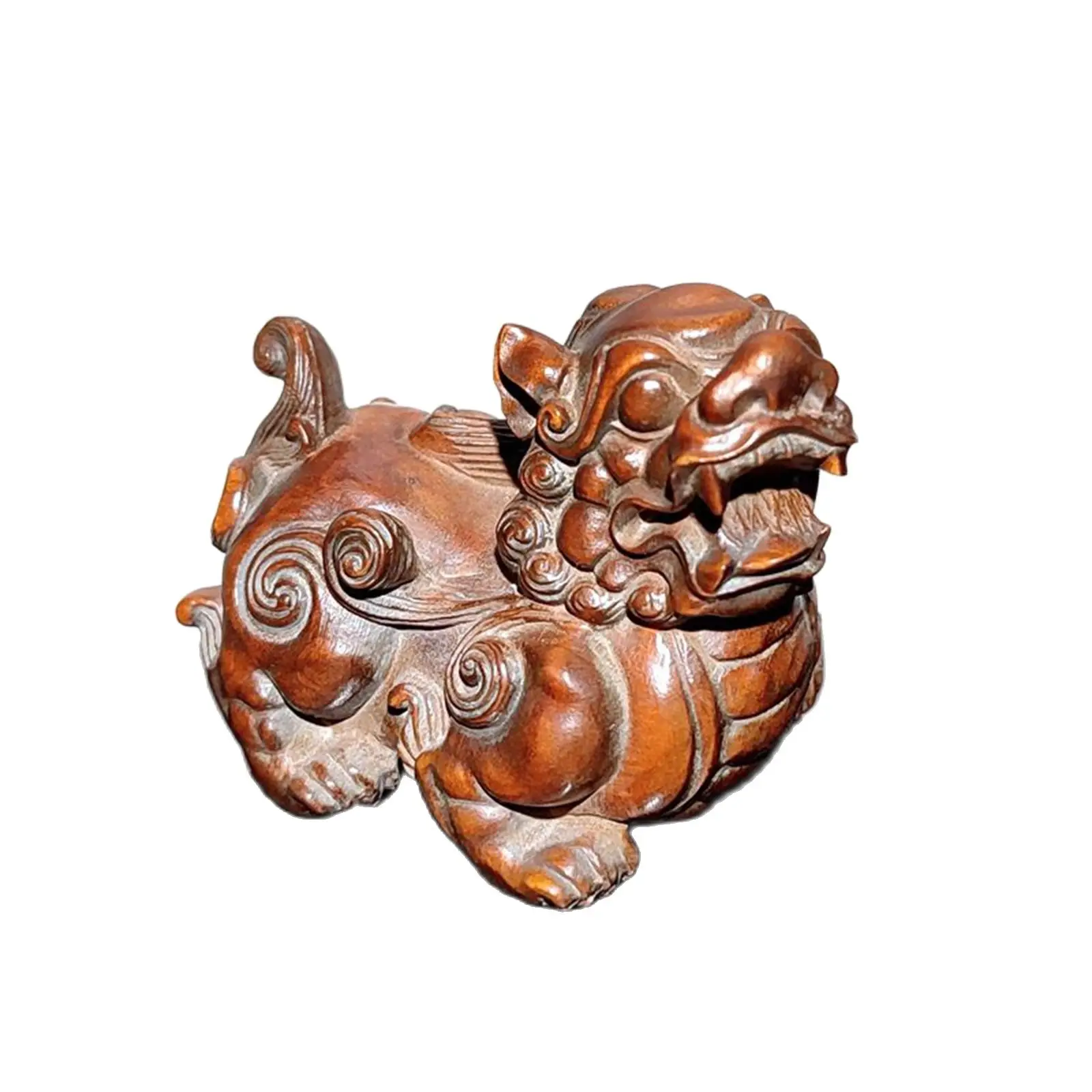 

vintage wooden mini small lion figurine wood carving decoration statuette gift