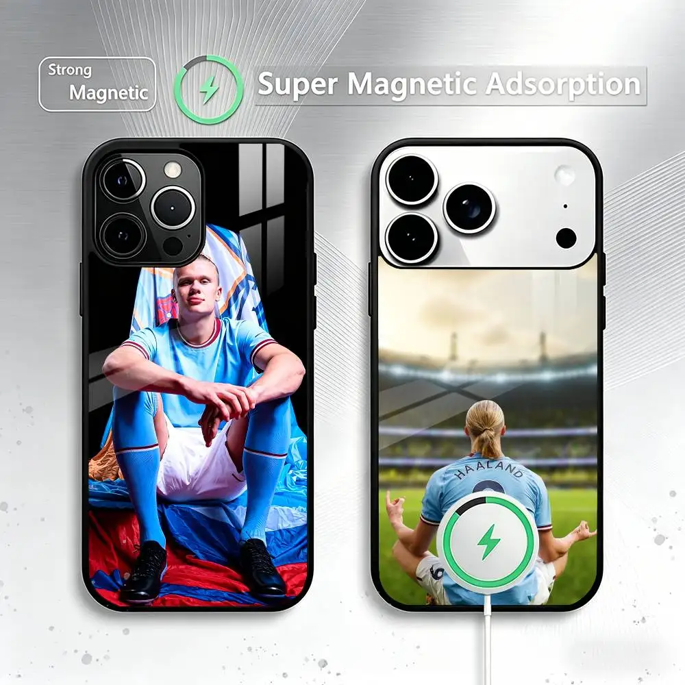 

Football Stars E-Erling H-Haalands Phone Case For iPhone17,16,15,14,13,12,11 Plus,Pro Magnetic For Magsafe Wireless Charging