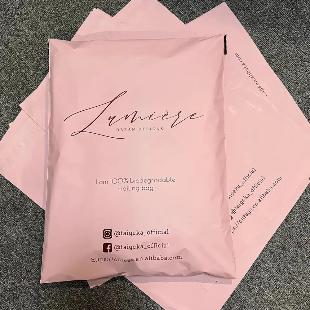 30/50/100 Stück rosa matte Express-Tasche, wasserdichte Versandtasche, Geschenktasche, Kleinunternehmen, Markenlogo, individueller Druck – Detail 9