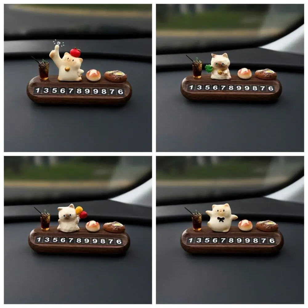 Car Ornaments Cute Vehicle Number Plate Cat Cartoon Parking Number Plate Creative Movable Car Interior Decoration Baby House