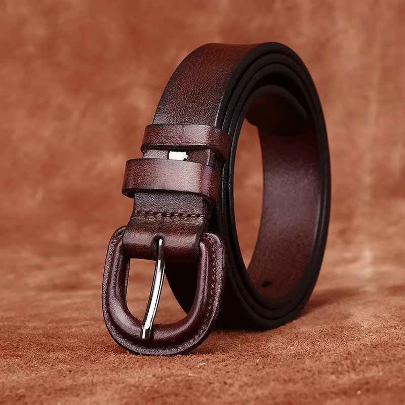 Women's leather belt with pin fashionable simple and versatile casual top layer for women