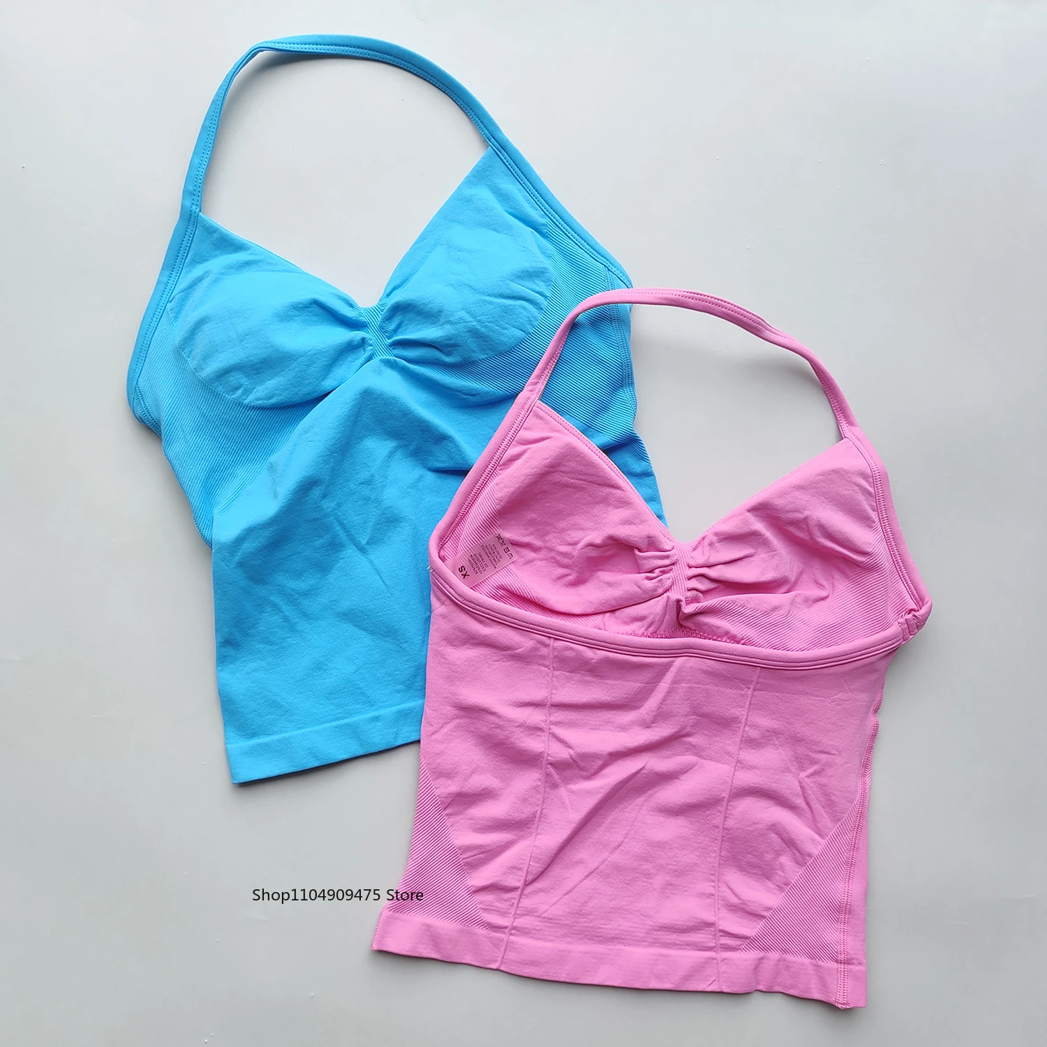 Longline Strappy Gym Top Backless Gym Clothes Women Scrunch Built-in Bra With RemovableCups Yoga Tank Tops brassiere sport femme
