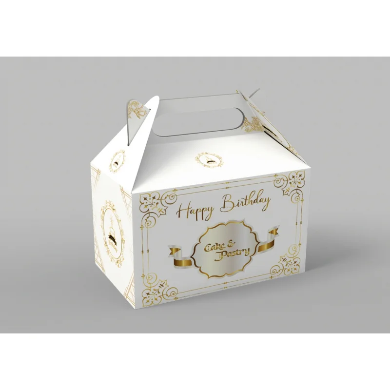 10 00piece.Custom.Custom Printed Cheese Cake Carrying Box Birthday Cake Packaging Box With Handle Kraft Paper Cupcake Boxes