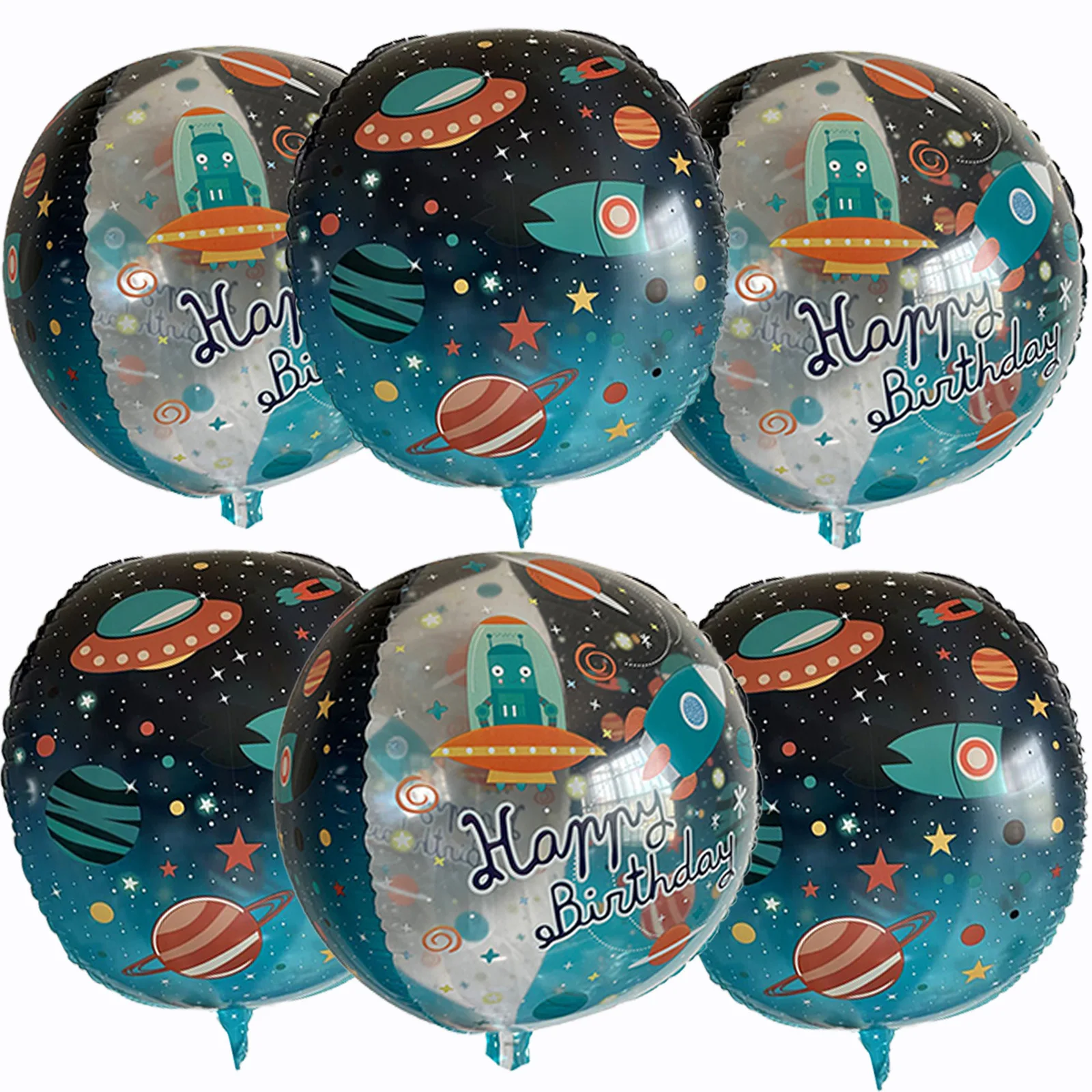 6Pcs 4D Astronaut Space Ship Solar System Theme Alien Foil Balloons Birthday Baby Shower Decorations Theme Party Supplies