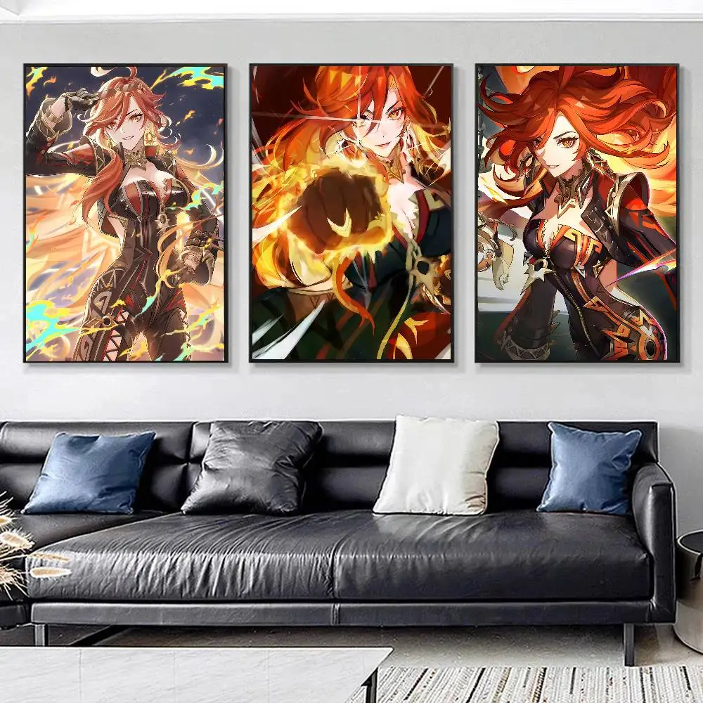 Hot Game Genshin Impact Mavuika Posters HD Print Vintage Wall Art Decor for Home Study Room